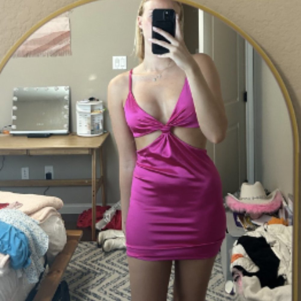 Pink silk hot pink dress!